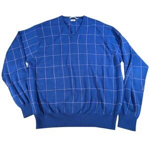 Peter Millar mens blue purple V neck sweater. Size XL. golf, preppy, classic